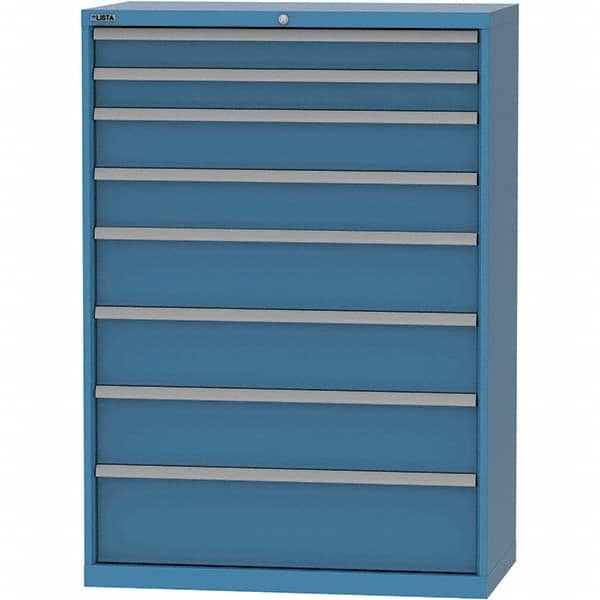 LISTA - 8 Drawer, 84 Compartment Bright Blue Steel Modular Storage Cabinet - Exact Tooling