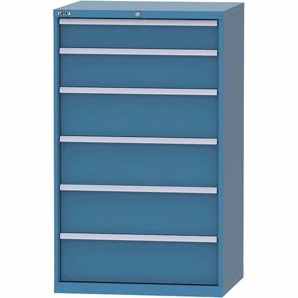 LISTA - 6 Drawer, 84 Compartment Bright Blue Steel Modular Storage Cabinet - Exact Tooling