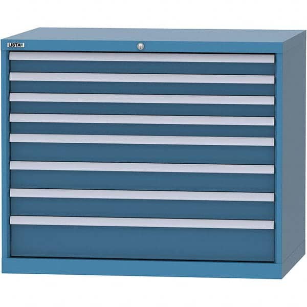 LISTA - 8 Drawer, 99 Compartment Bright Blue Steel Modular Storage Cabinet - Exact Tooling