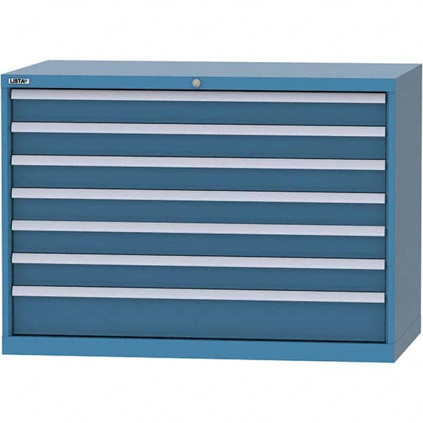 LISTA - 7 Drawer, 99 Compartment Bright Blue Steel Modular Storage Cabinet - Exact Tooling