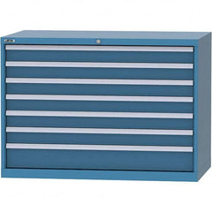 LISTA - 7 Drawer, 99 Compartment Bright Blue Steel Modular Storage Cabinet - Exact Tooling