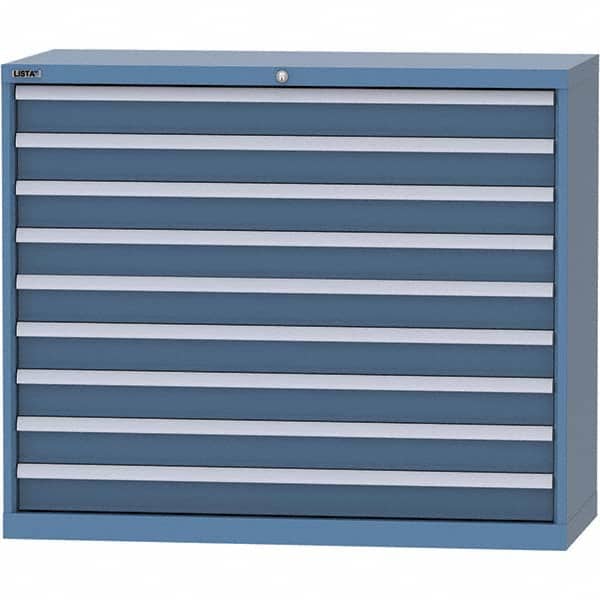 LISTA - 9 Drawer, 99 Compartment Bright Blue Steel Modular Storage Cabinet - Exact Tooling