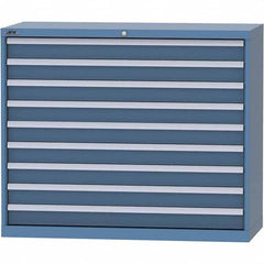 LISTA - 9 Drawer, 99 Compartment Bright Blue Steel Modular Storage Cabinet - Exact Tooling