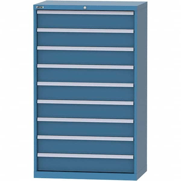 LISTA - 9 Drawer, 84 Compartment Bright Blue Steel Modular Storage Cabinet - Exact Tooling