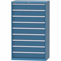 LISTA - 9 Drawer, 84 Compartment Bright Blue Steel Modular Storage Cabinet - Exact Tooling