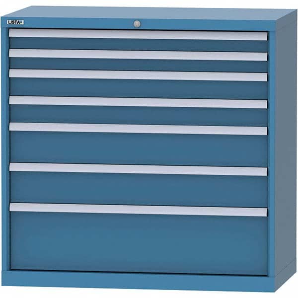 LISTA - 7 Drawer, 84 Compartment Red Steel Modular Storage Cabinet - Exact Tooling