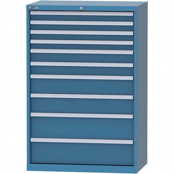 LISTA - 10 Drawer, 84 Compartment Bright Blue Steel Modular Storage Cabinet - Exact Tooling