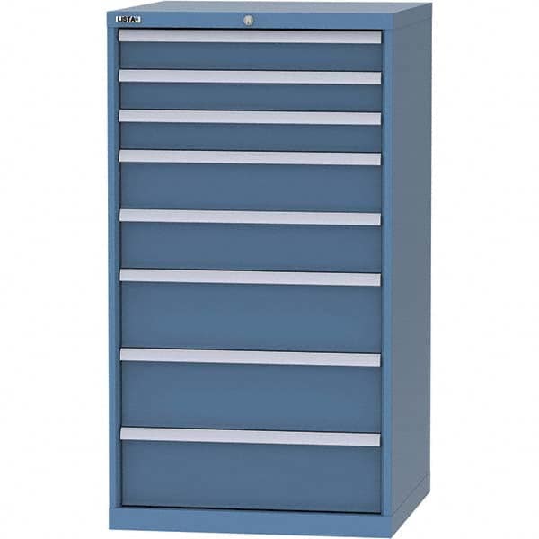 LISTA - 8 Drawer, 45 Compartment Bright Blue Steel Modular Storage Cabinet - Exact Tooling