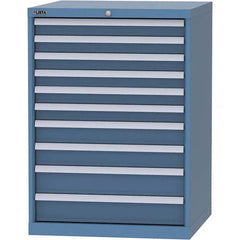 LISTA - 10 Drawer, 45 Compartment Bright Blue Steel Modular Storage Cabinet - Exact Tooling