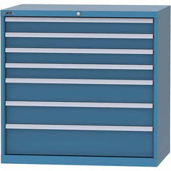 LISTA - 7 Drawer, 99 Compartment Bright Blue Steel Modular Storage Cabinet - Exact Tooling