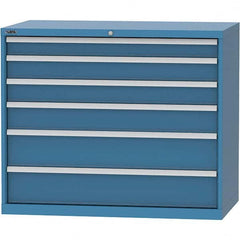 LISTA - 6 Drawer, 99 Compartment Bright Blue Steel Modular Storage Cabinet - Exact Tooling