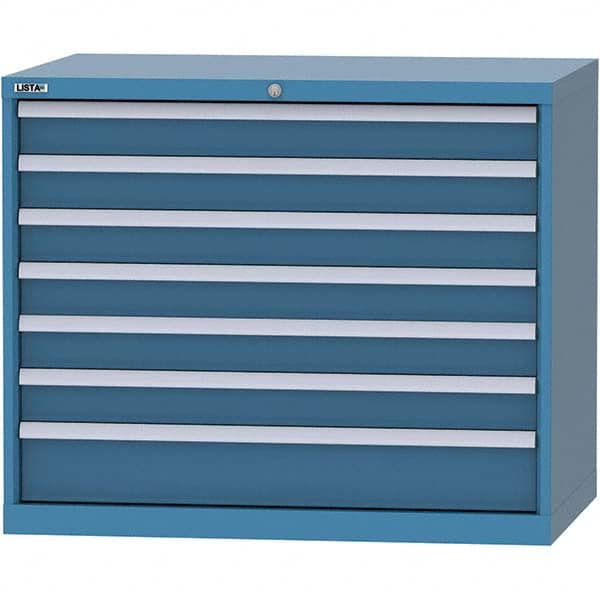 LISTA - 7 Drawer, 99 Compartment Bright Blue Steel Modular Storage Cabinet - Exact Tooling