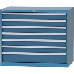 LISTA - 7 Drawer, 99 Compartment Bright Blue Steel Modular Storage Cabinet - Exact Tooling