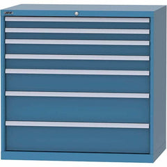 LISTA - 7 Drawer, 99 Compartment Bright Blue Steel Modular Storage Cabinet - Exact Tooling