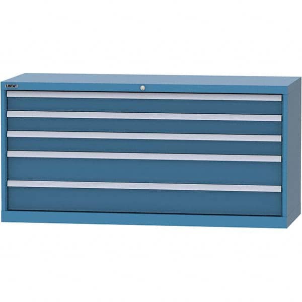 LISTA - 5 Drawer, 84 Compartment Bright Blue Steel Modular Storage Cabinet - Exact Tooling