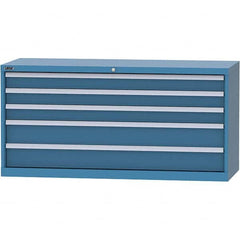 LISTA - 5 Drawer, 84 Compartment Bright Blue Steel Modular Storage Cabinet - Exact Tooling