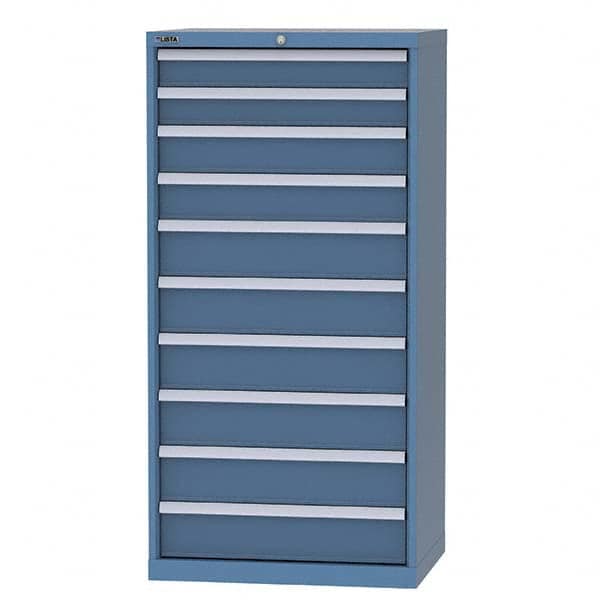 LISTA - 9 Drawer, 124 Compartment Bright Blue Steel Modular Storage Cabinet - Exact Tooling