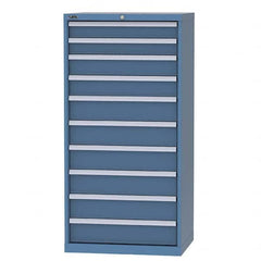 LISTA - 9 Drawer, 124 Compartment Bright Blue Steel Modular Storage Cabinet - Exact Tooling