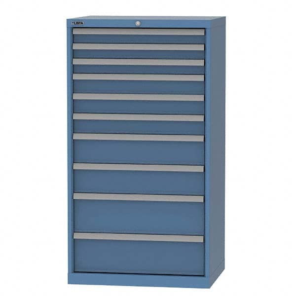 LISTA - 10 Drawer, 124 Compartment Bright Blue Steel Modular Storage Cabinet - Exact Tooling