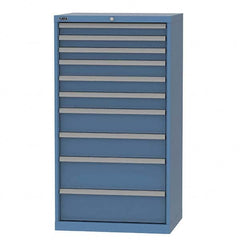 LISTA - 10 Drawer, 124 Compartment Bright Blue Steel Modular Storage Cabinet - Exact Tooling