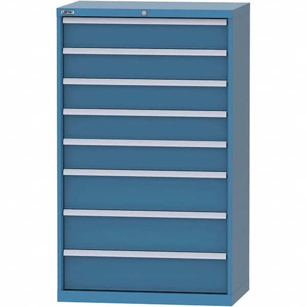 LISTA - 8 Drawer, 84 Compartment Bright Blue Steel Modular Storage Cabinet - Exact Tooling