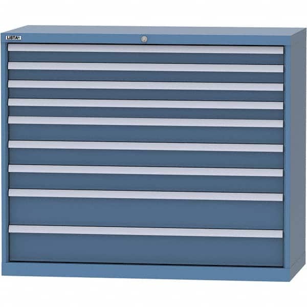 LISTA - 9 Drawer, 99 Compartment Bright Blue Steel Modular Storage Cabinet - Exact Tooling