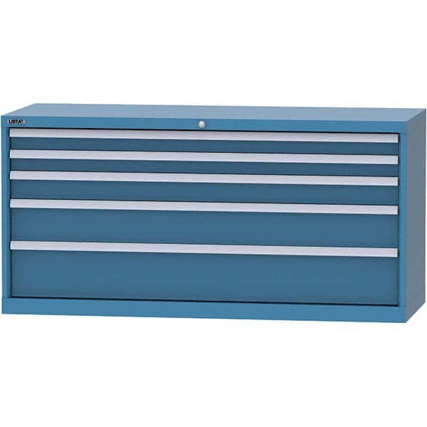 LISTA - 5 Drawer, 84 Compartment Bright Blue Steel Modular Storage Cabinet - Exact Tooling