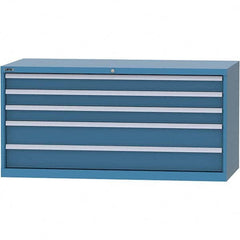 LISTA - 5 Drawer, 84 Compartment Bright Blue Steel Modular Storage Cabinet - Exact Tooling