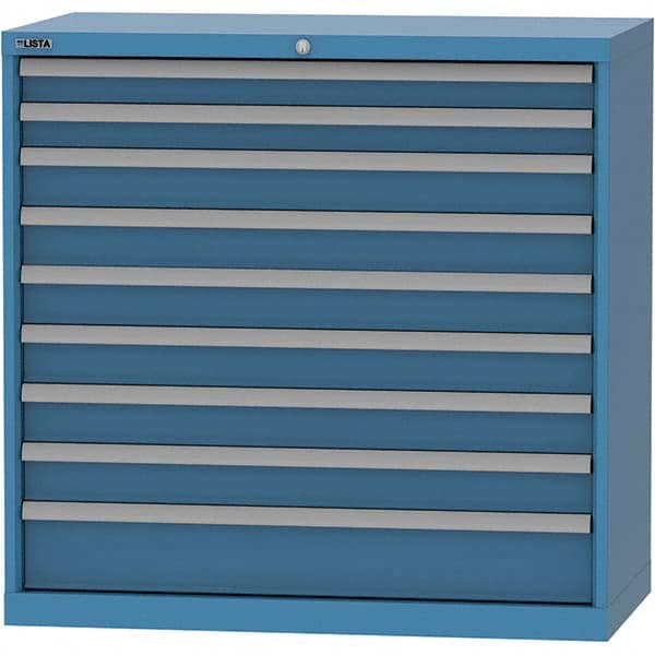 LISTA - 9 Drawer, 84 Compartment Bright Blue Steel Modular Storage Cabinet - Exact Tooling