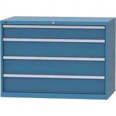 LISTA - 4 Drawer, 99 Compartment Bright Blue Steel Modular Storage Cabinet - Exact Tooling