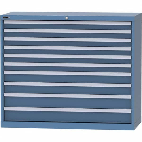 LISTA - 10 Drawer, 99 Compartment Bright Blue Steel Modular Storage Cabinet - Exact Tooling