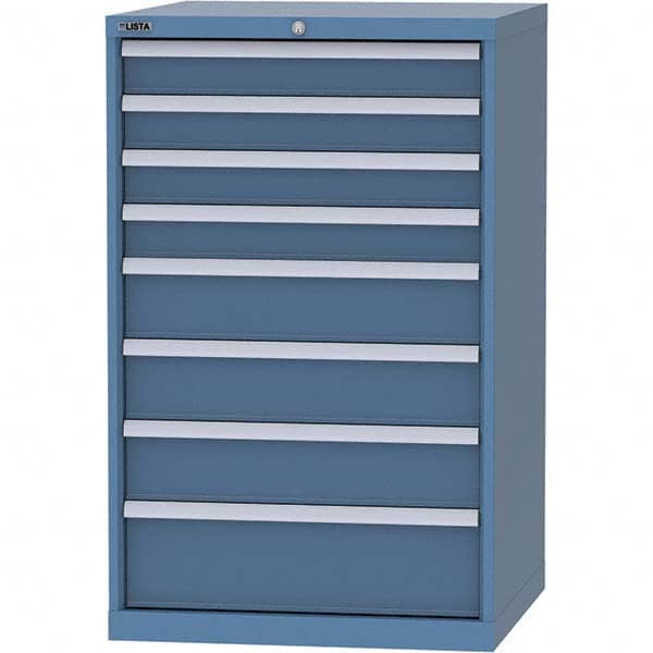 LISTA - 8 Drawer, 45 Compartment Bright Blue Steel Modular Storage Cabinet - Exact Tooling