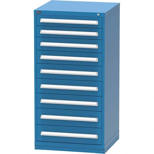 Vidmar - 9 Drawer Bright Blue Steel Modular Storage Cabinet - Exact Tooling