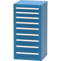 Vidmar - 9 Drawer Bright Blue Steel Modular Storage Cabinet - Exact Tooling
