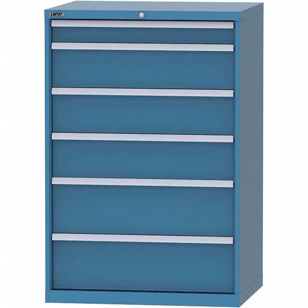 LISTA - 6 Drawer, 84 Compartment Bright Blue Steel Modular Storage Cabinet - Exact Tooling