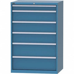 LISTA - 6 Drawer, 84 Compartment Bright Blue Steel Modular Storage Cabinet - Exact Tooling