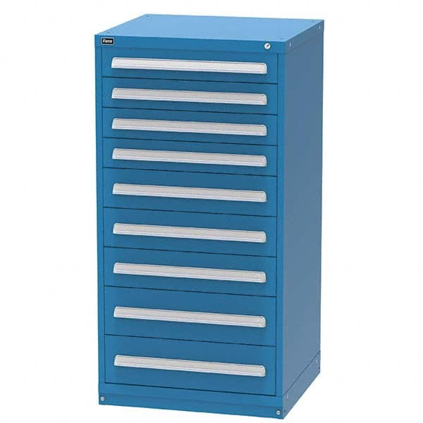 Vidmar - 9 Drawer, 344 Compartment Bright Blue Steel Modular Storage Cabinet - Exact Tooling