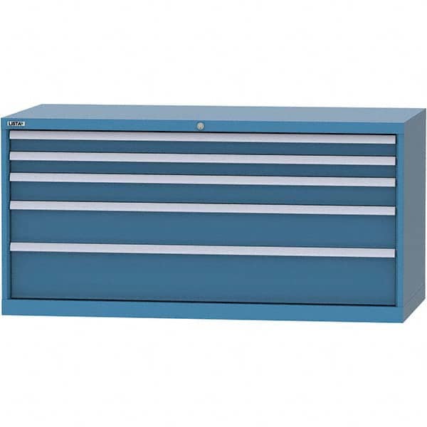 LISTA - 5 Drawer, 84 Compartment Bright Blue Steel Modular Storage Cabinet - Exact Tooling