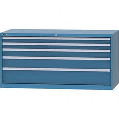 LISTA - 5 Drawer, 84 Compartment Bright Blue Steel Modular Storage Cabinet - Exact Tooling