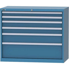 LISTA - 6 Drawer, 84 Compartment Bright Blue Steel Modular Storage Cabinet - Exact Tooling