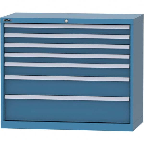 LISTA - 7 Drawer, 84 Compartment Bright Blue Steel Modular Storage Cabinet - Exact Tooling