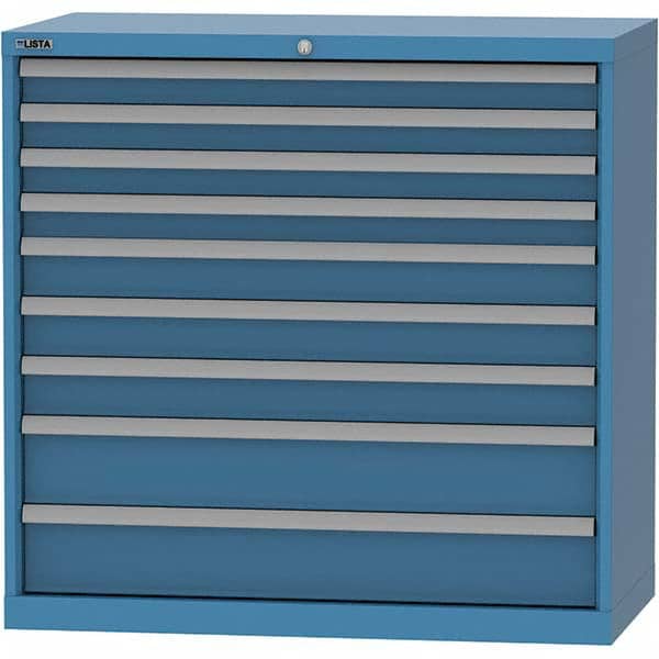 LISTA - 9 Drawer, 84 Compartment Bright Blue Steel Modular Storage Cabinet - Exact Tooling