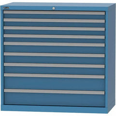 LISTA - 9 Drawer, 84 Compartment Bright Blue Steel Modular Storage Cabinet - Exact Tooling