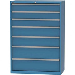 LISTA - 7 Drawer, 84 Compartment Bright Blue Steel Modular Storage Cabinet - Exact Tooling