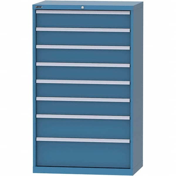 LISTA - 8 Drawer, 84 Compartment Bright Blue Steel Modular Storage Cabinet - Exact Tooling