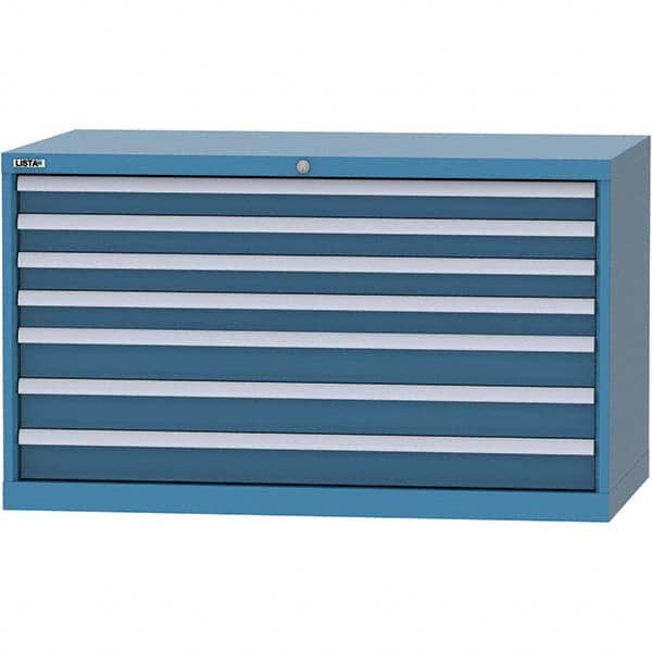 LISTA - 7 Drawer, 99 Compartment Bright Blue Steel Modular Storage Cabinet - Exact Tooling