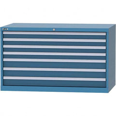 LISTA - 7 Drawer, 99 Compartment Bright Blue Steel Modular Storage Cabinet - Exact Tooling