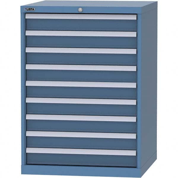 LISTA - 9 Drawer, 45 Compartment Bright Blue Steel Modular Storage Cabinet - Exact Tooling