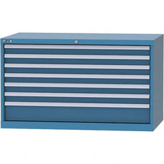 LISTA - 7 Drawer, 99 Compartment Bright Blue Steel Modular Storage Cabinet - Exact Tooling