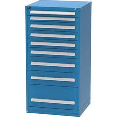 Vidmar - 9 Drawer Bright Blue Steel Modular Storage Cabinet - Exact Tooling